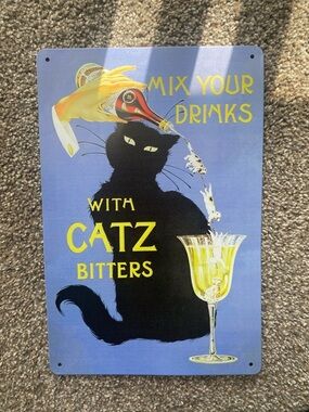 Vintage Style Black Cat Metal Sign